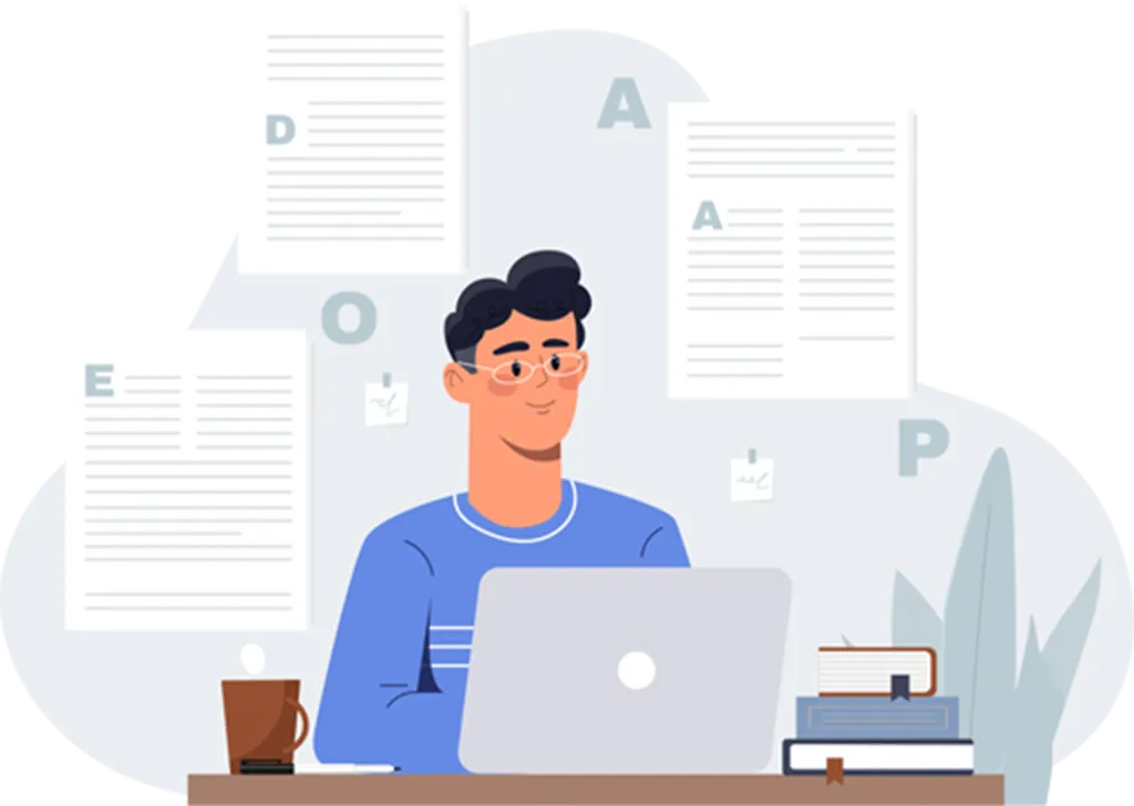 ライティングをする男性